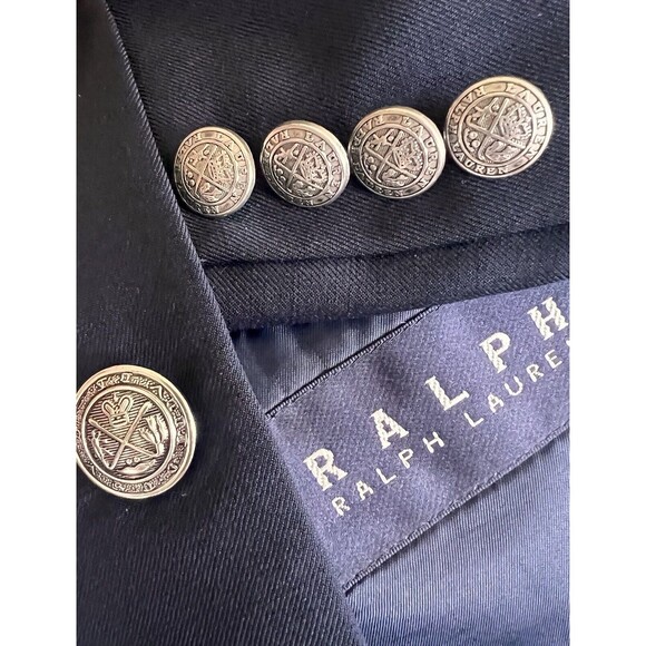 Ralph Lauren Sport Jacket Mens Navy Blue Silver Crest Button‎ Blazer 39R Flaw - Picture 1 of 15